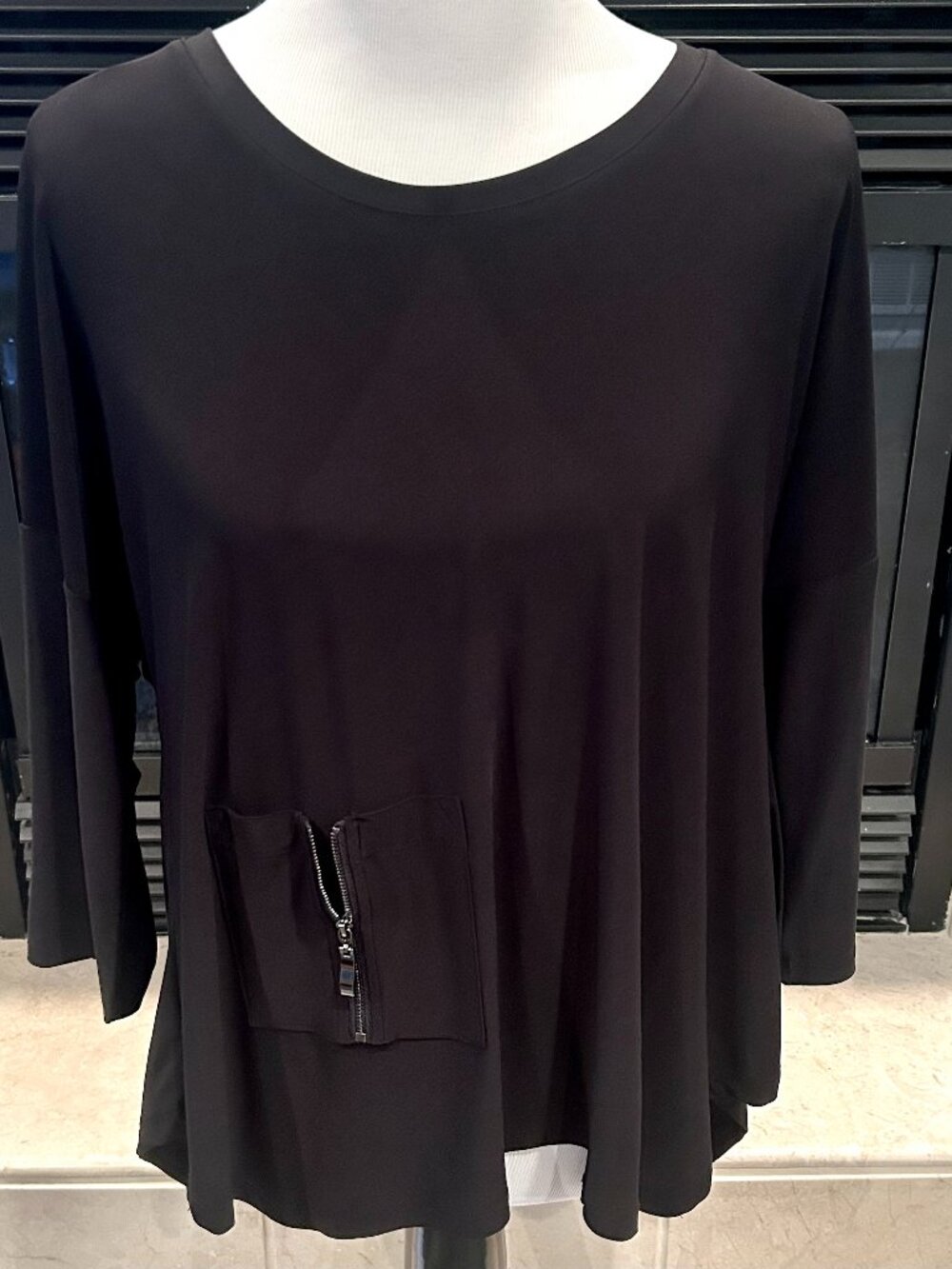 By JJ Black Zipper Pocket Top Blouse